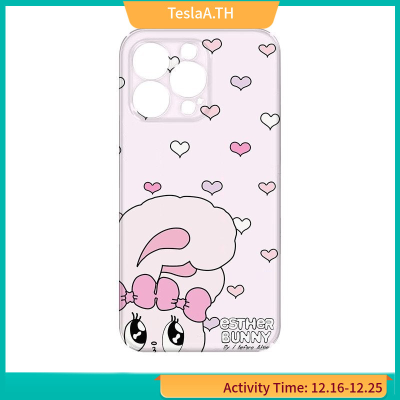 Esther Pink Rabbit Love เคสโทรศัพท์ฟิล์ม 2 in 1 น่ารักเหมาะสําหรับ iPhone15/14promax/iPhone11/12/13pro x XS เคสโทรศัพท์เรียบง่ายกันกระแทก JEHX