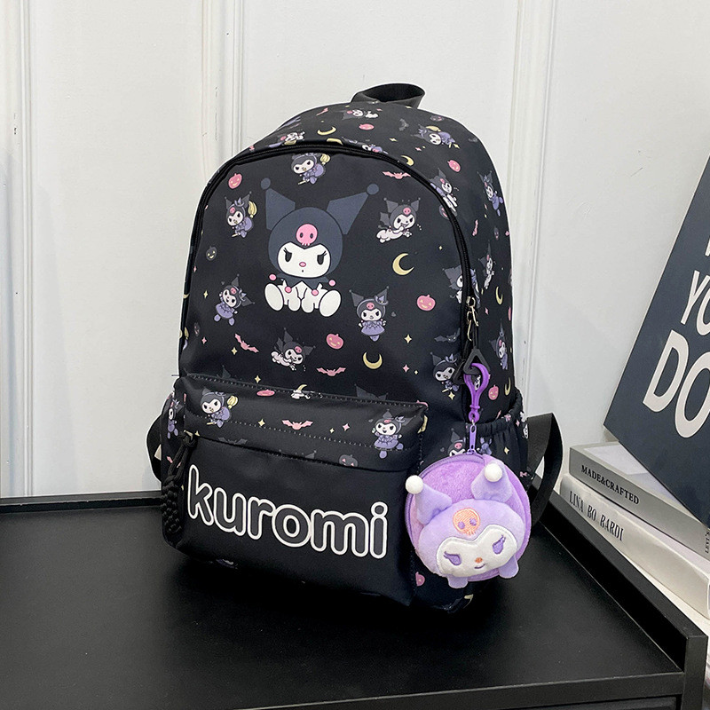 Sanrio Kuromi Melody กระเป๋าเป้สะพายหลังขนาดใหญ่ความจุกันน้ํา Breathable อเนกประสงค์หญิงกระเป๋านักเรียนโรงเรียนกระเป๋าของขวัญวันเกิด