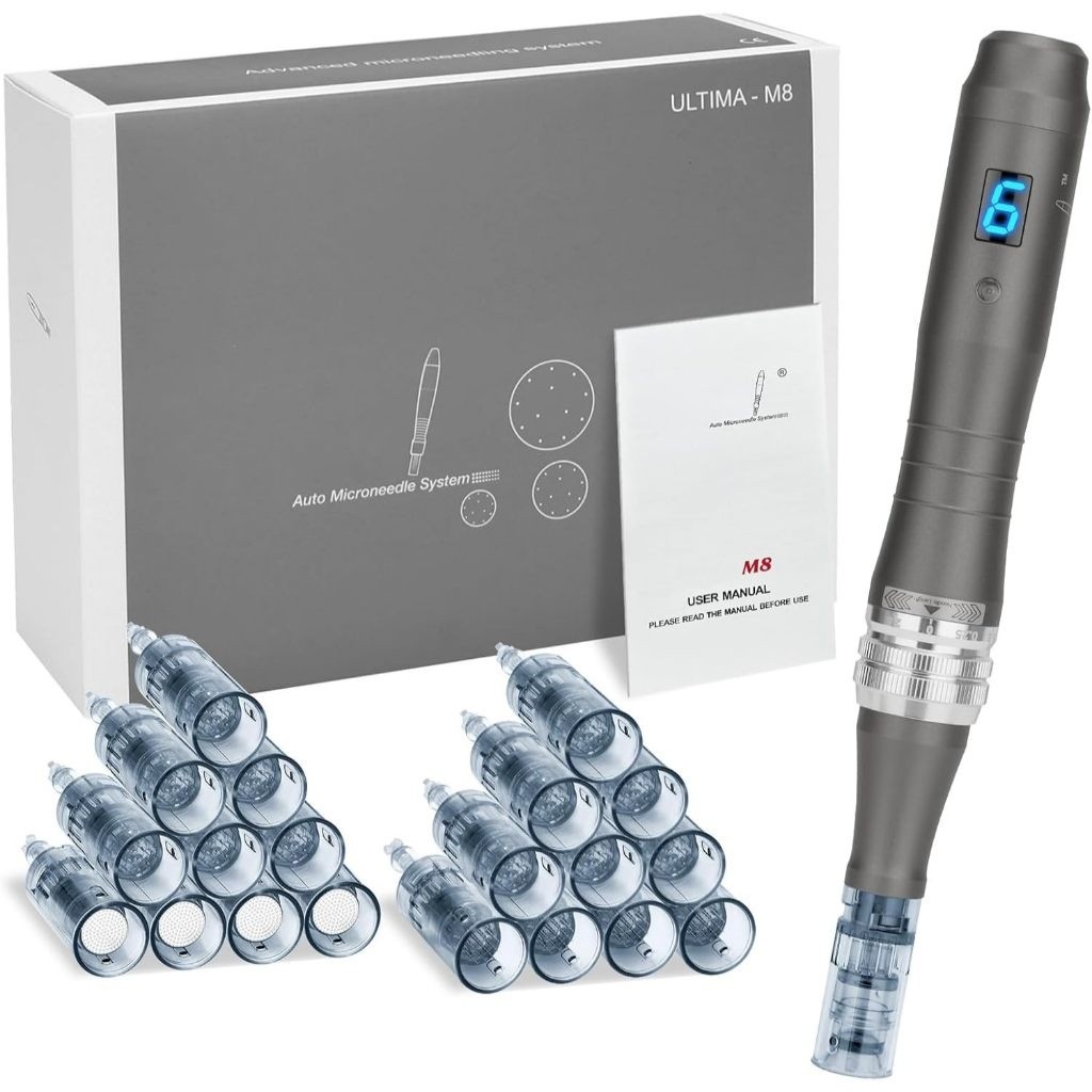 Dr.pen Microneedleing Pen M8 พร้อมตลับหมึก 16* พิน 2 ตลับ, เครื่อง Microneedle ระดับมืออาชีพแบบไร้สาย, ปากกาผิว Microneedle สําหรับผิวหน้า, ร่างกาย, การเจริญเติบโตของเส้นผม