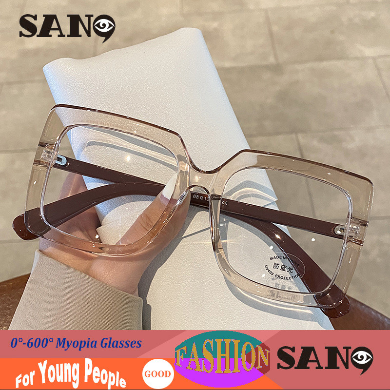 【50°-800° แว่นสายตาสั้นnew แฟชั่นเวอร์ชั่นเกาหลี Retro Square กรอบแว่นตาผู้หญิง