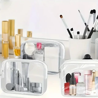 กระเป๋าเครื่องสำอางแบบใส, กระเป๋าเครื่องสำอาง PVC กันน้ำและกันฝุ่น, กระเป๋าเครื่องสำอางแบบมีซิป, กระเป๋าแป้ง