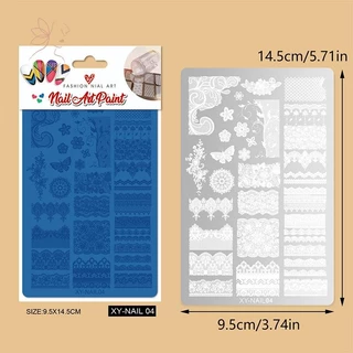 [maybeauty] 9.5X14.5 ซม.ขนาดใหญ่แผ่นปั๊มเล็บดอกไม้งูออกแบบเล็บแม่แบบสําหรับ DIY ตกแต่งเล็บลายฉลุ {TH}
