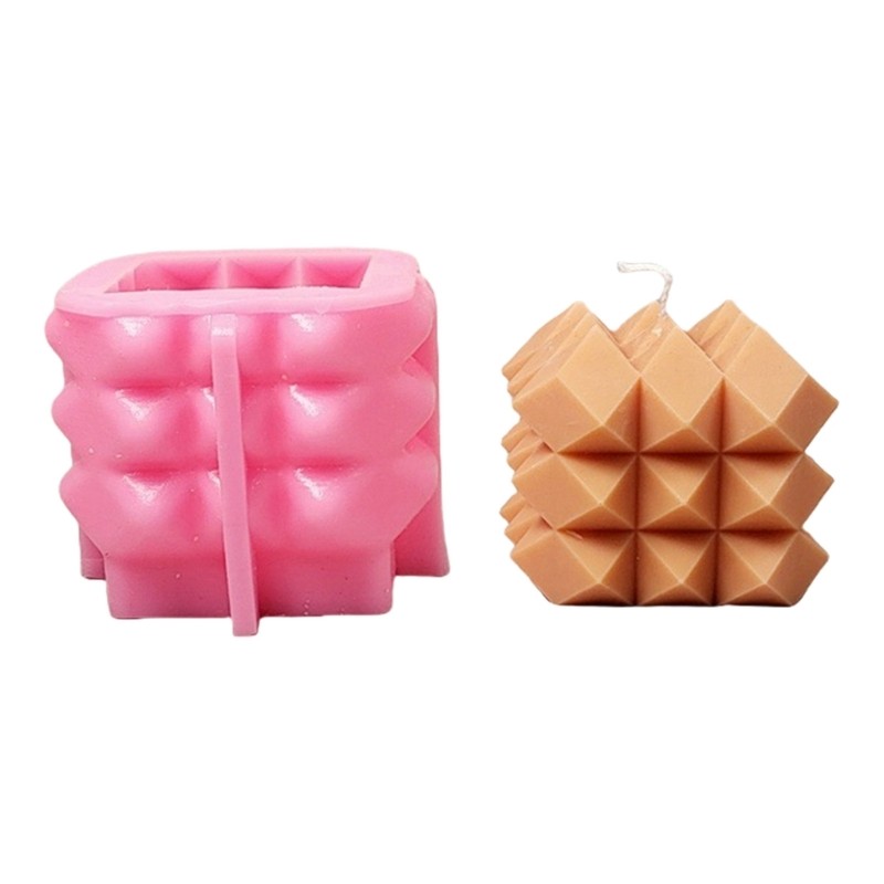 YU Cubic Shape แม่พิมพ์ซิลิโคนสําหรับทําสบู่ Cubic แม่พิมพ์ซิลิโคนสําหรับอีพ็อกซี่เรซิ่นยิปซั่มตกแต่