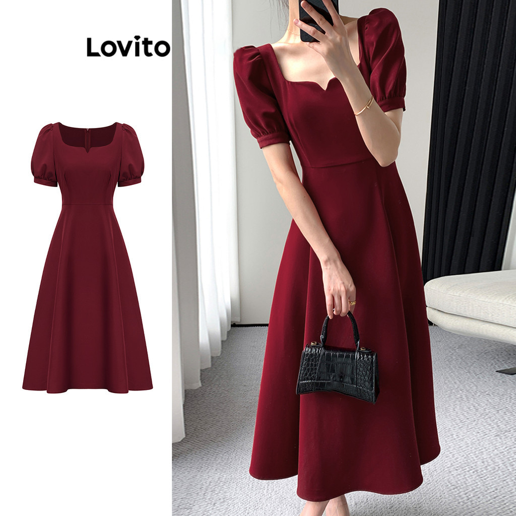 Lovito ชุดเดรสซิปธรรมดาหรูหราสำหรับผู้หญิง L105MD360