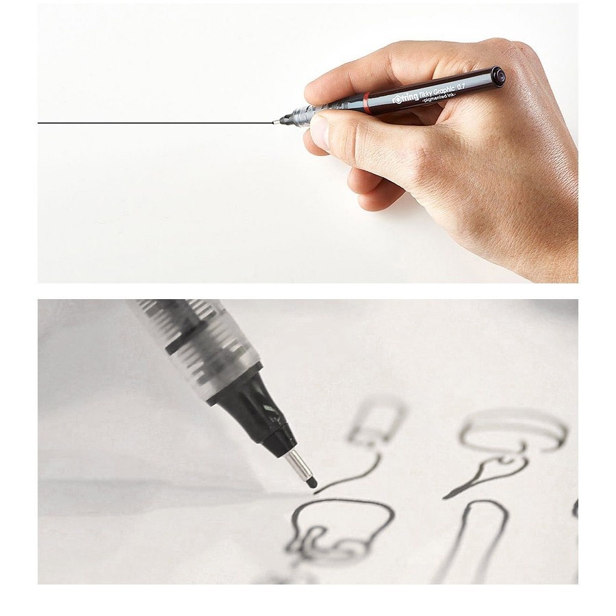 Rotring Tikky Graphic Pen สีดํา การออกแบบการวาดภาพแบบจุดมีรูพรุน ปากกาหมึกสี สามารถเพิ่มหมึกซ้ําๆได้ - รูปที่ 3