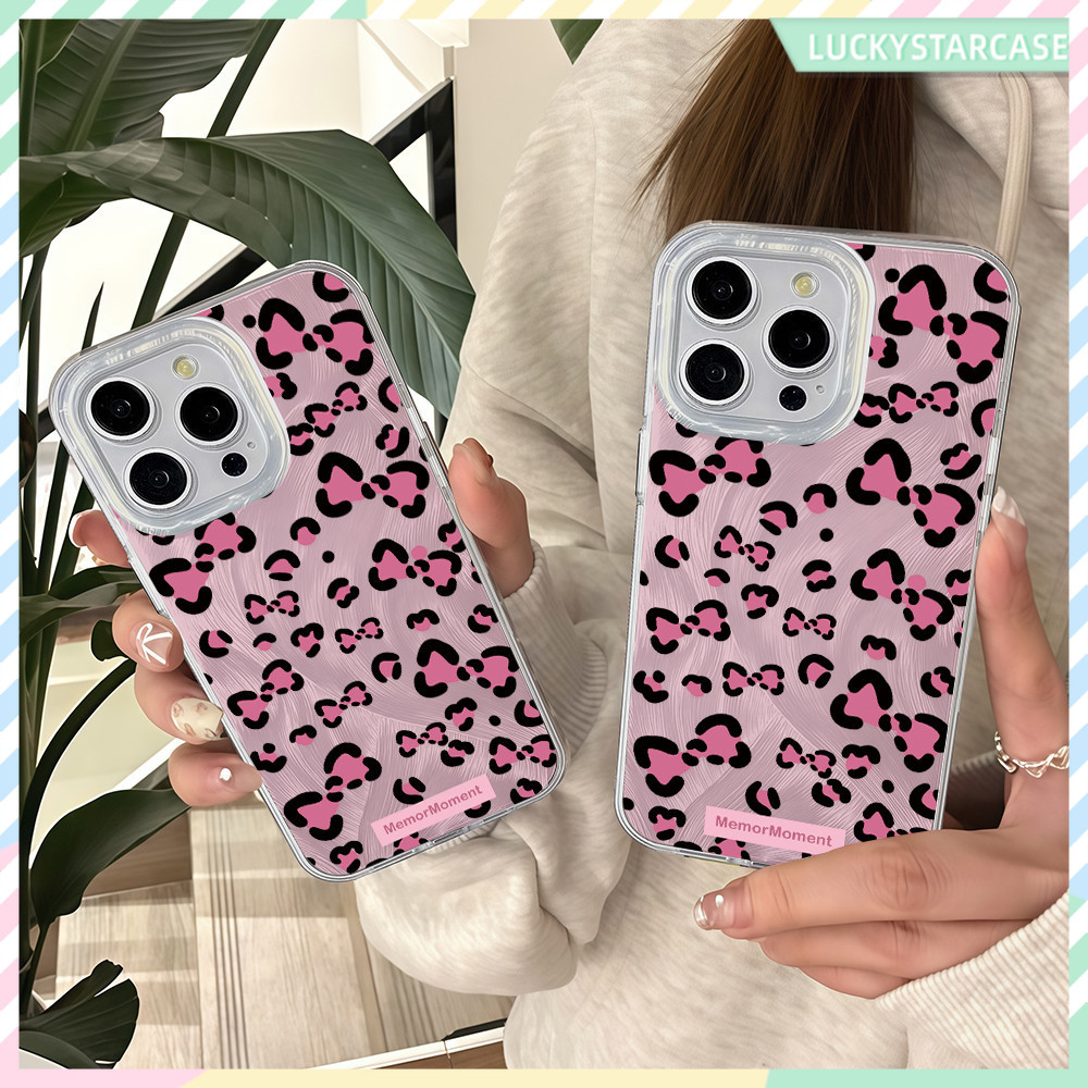 โบว์ลายเสือดาว เคส Feather Case For iPhone 11 12 13 14 15 16 Pro Max X XR XS MAX 7P 8Plus เคสไอโฟน13 Case เคสไอโฟนสวยๆ