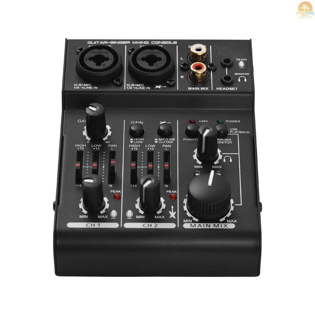 Fast Ship Mini 3-Channel การ์ดเสียงผสมคอนโซล Digital Audio Mixer ในตัว 48V Phantom Power 5V USB Powe