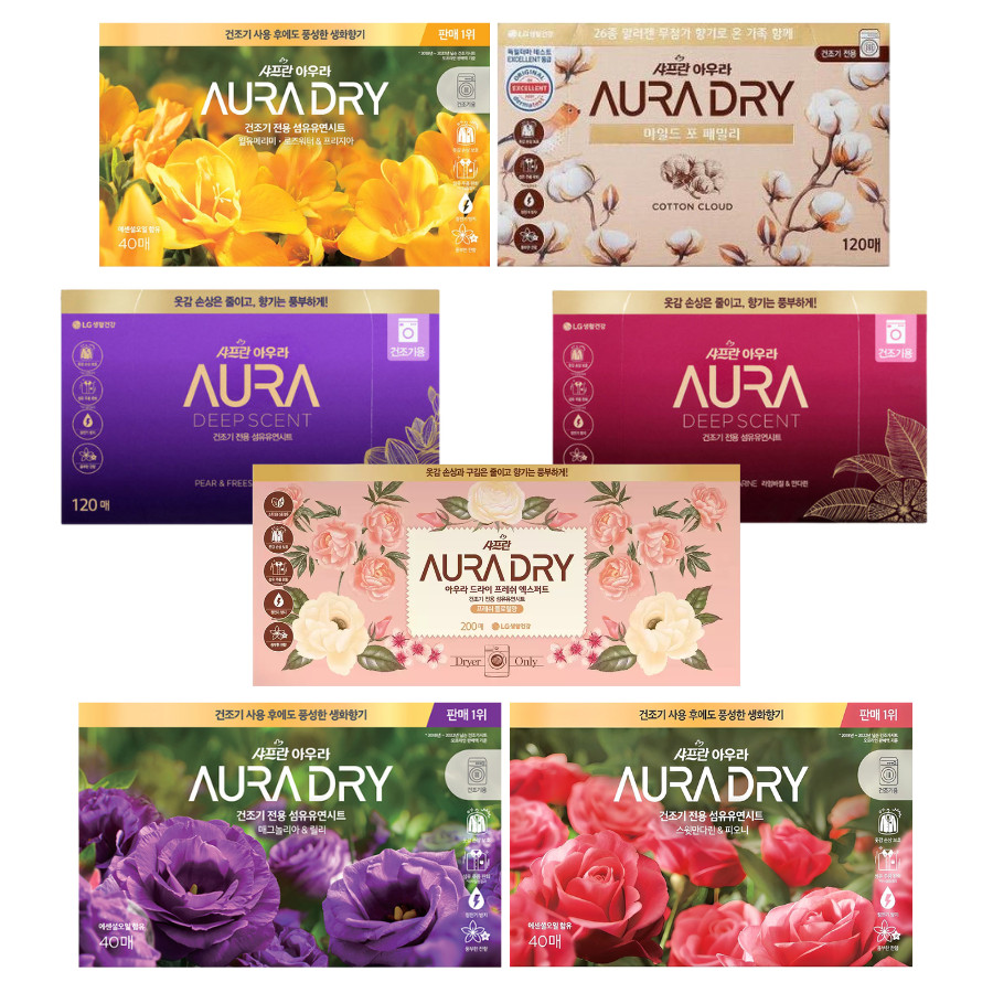 แผ่นอบผ้า LG Aura Saffron น้ำยาปรับผ้านุ่มลดริ้วรอย กลิ่นหอม สดชื่นยาวนาน