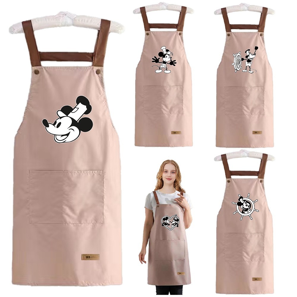กันเปื้อน ผ้ากันเปื้อนสำหรับงานสวน รูปแบบมาตรฐาน สะดวกในการสวม ผ้ากันเปื้อนสำหรับเชฟ ป้องกันเสื้อผ้า ซีรีส์มิกกี้เมาส์