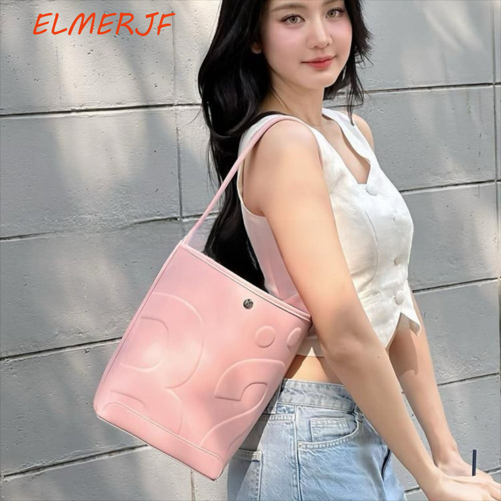 ELMRJF Rally Movement Bucket Bag, Thai Rally Movement Thailand Shoulder Bag, Fashion Large Capacity Handbag Korean Style Pu Letter Tote Bag Travel