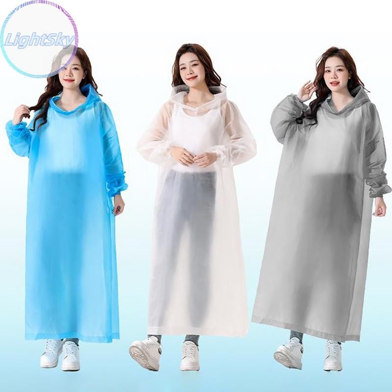 LightSky Rain Poncho เสื้อกันฝนสําหรับผู้ใหญ่หรือนํากลับมาใช้ใหม่ฉุกเฉิน Rain Ponchos พร้อม Drawstring Hood เสื้อกันฝนน้ําหนักเบาพกพาสะดวก TH