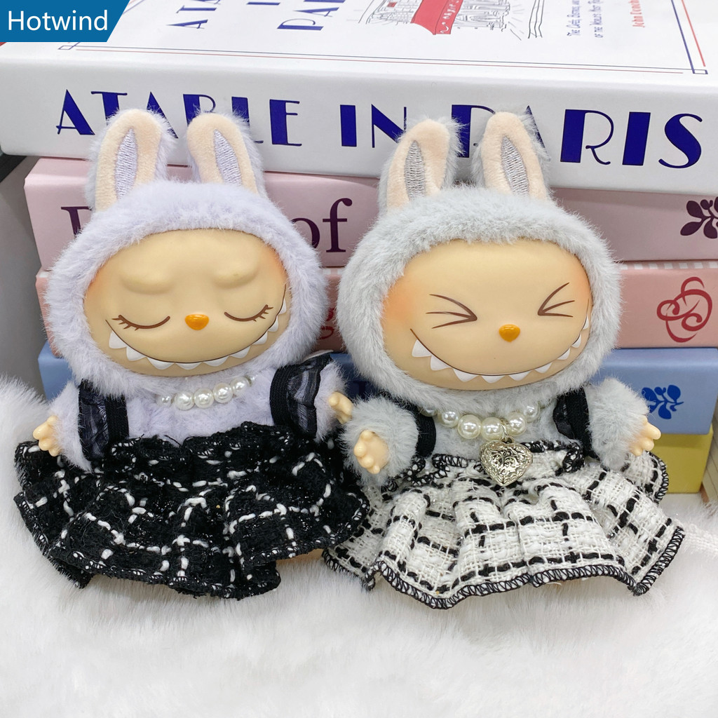 Mini ตุ๊กตาเสื้อผ้าชุดอุปกรณ์เสริมสีสําหรับ Labubu V1 V2 สําหรับ Liila LUCKY CAT กระโปรงสร้อยคอ hair