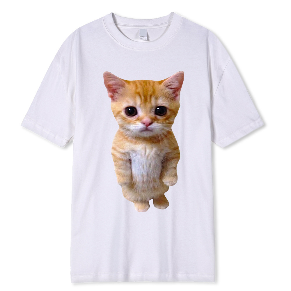 El Gato Meme Sad Crying Cat Munchkin Kitty Meme เสื้อยืดกราฟิกอินเทรนด์ Unisex แฟชั่นแขนสั้นเสื้อยืด