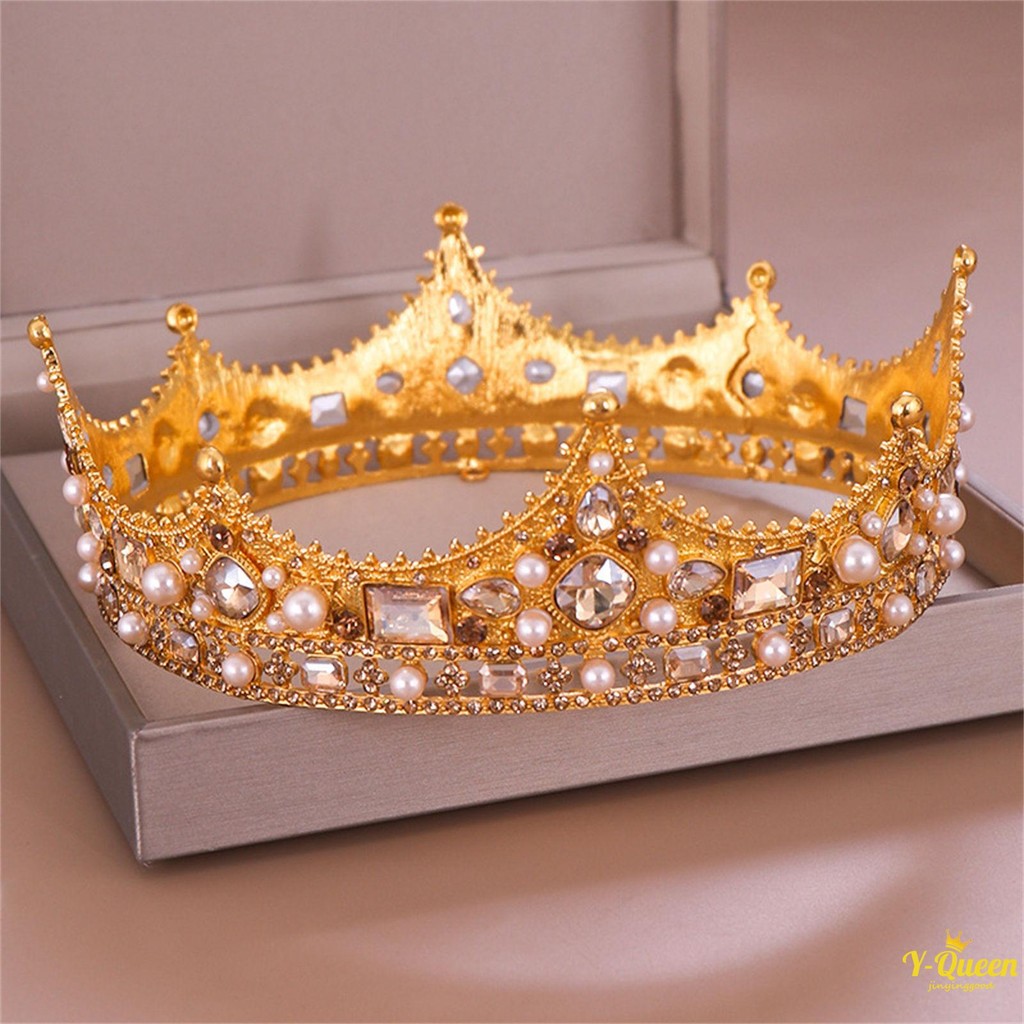 มงกุฎมุกสไตล์ศาลอุปกรณ์ผมบาร็อคสาว พลอยเทียม รูปที่ 5