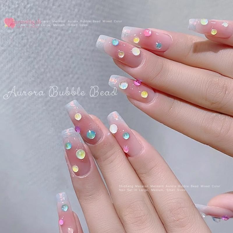 RENBG สีสัน Mermaid Bubble ลูกปัดครึ่งรอบด้านล่างแบนเงา Aurora ขนาดผสมสี Candy Nail Art อุปกรณ์เสริมตกแต่งเล็บ TH ราคา ถูกที่สุด ดีลบีเคเค แกลเลอรีภาพที่ 4