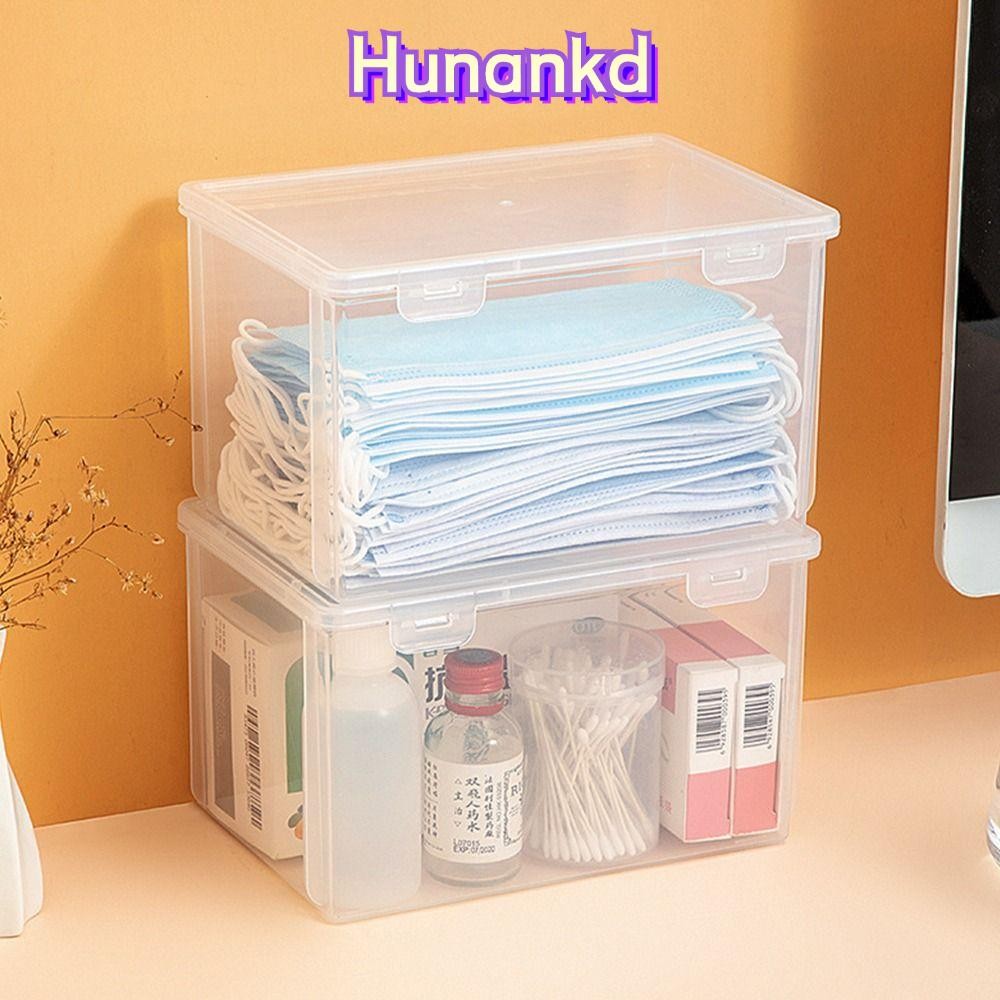 HUAN 1 ชิ้นกล่องเก็บ,กล่องพลิกพลาสติกใส,ขนาดเล็กหนาขนาดใหญ่แบบพกพายาเก็บยาเครื่องประดับต่างหูเครื่องสําอาง