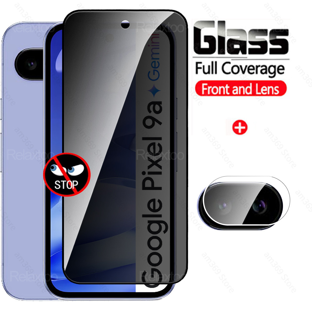 2in1 Black Edge กระจกความเป็นส่วนตัวสําหรับ Google Pixel 9a กระจกนิรภัยกล้องเลนส์ฟิล์ม Pixel9a Pixel