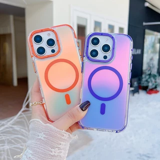 เปลี่ยนเคสโทรศัพท์แม่เหล็กสีเหมาะสําหรับ ไอโฟน 16 มือโปร สูงสุด 15 14 13 12 โปรแม็กซ์ 11 ฝาครอบกันกระแทก