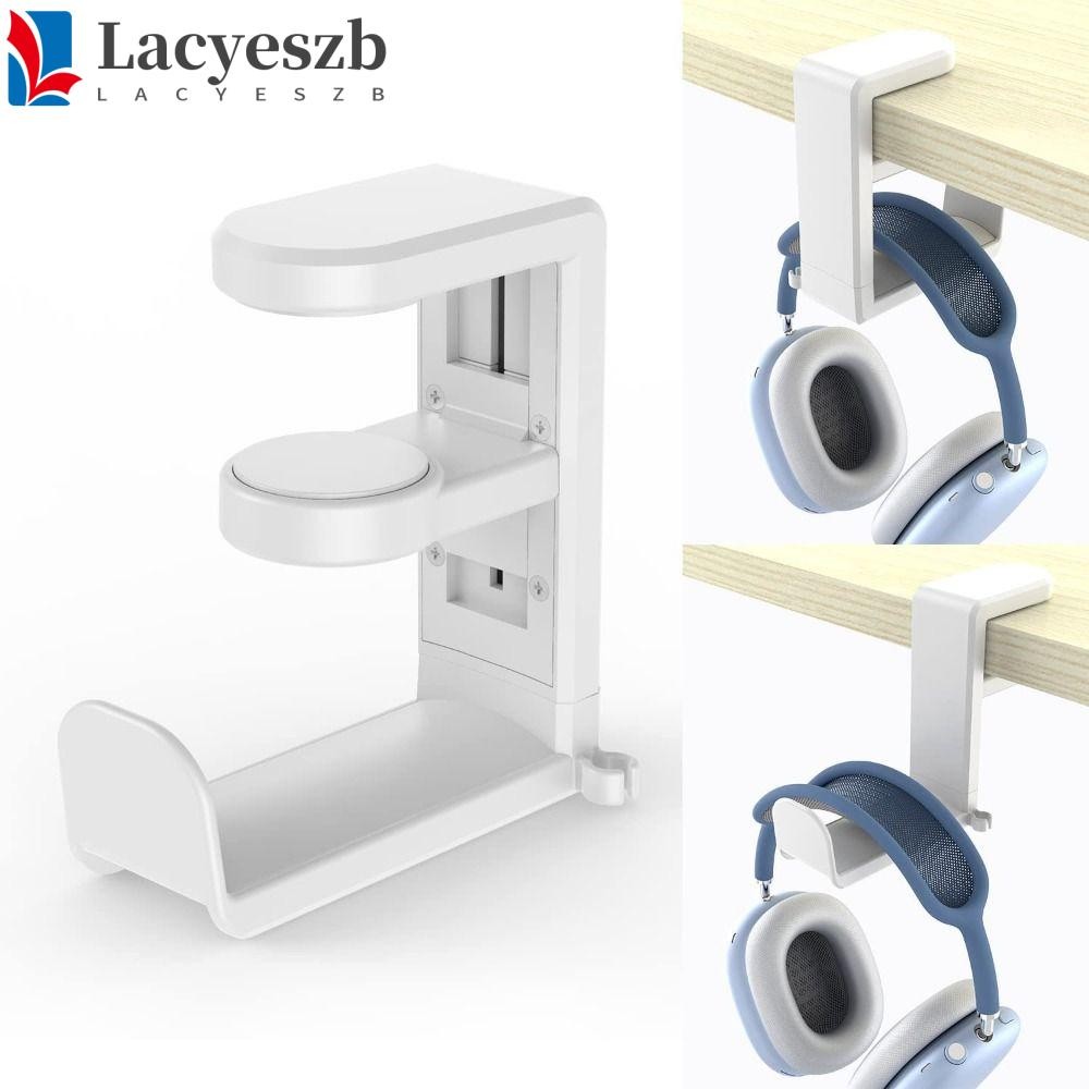 LACYESZB ที่วางชุดหูฟัง ไม่ลื่น 360° ขาตั้งหูฟังหมุนได้, มัลติฟังก์ชั่นประหยัดพื้นที่ปรับเจาะฟรีโต๊ะแขวนตะขอชุดหูฟังเล่นเกมพีซี