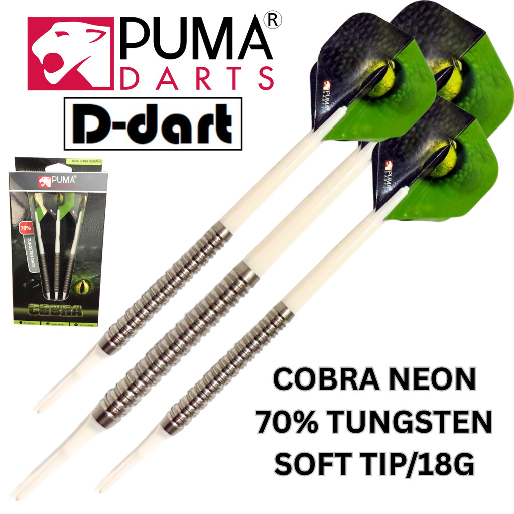 TUNGSTENS SOFT TIP DART - 18G COBRA NEON 70% TUNGSTEN SOFT DART LEMBUT)