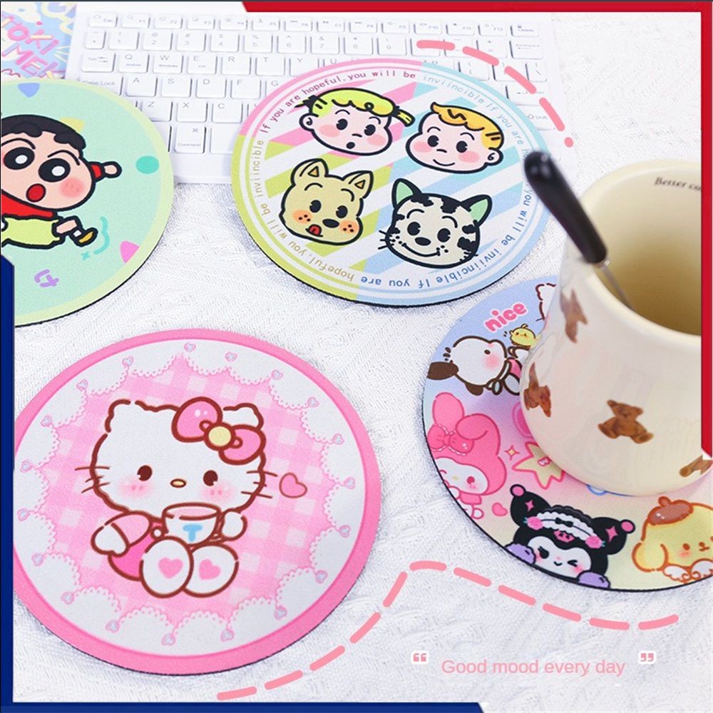 แผ่นรองแก้วลายการ์ตูน Hello Kitty ของ Sanrio สุดน่ารัก แผ่นรองแก้วกันร้อนลายการ์ตูน Kuromi สำหรับใช้ในบ้านและสำนักงาน แผ่นรองแก้วกันร้อนลายการ์ตูน ...