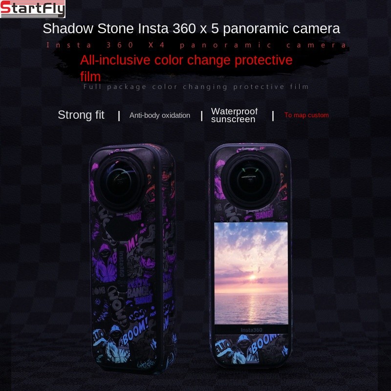 StartFly เข้ากันได้กับสติ๊กเกอร์กล้องกีฬา Insta360 X5 ฟิล์ม X5 ไม่มีสารตกค้าง อุปกรณ์เสริม