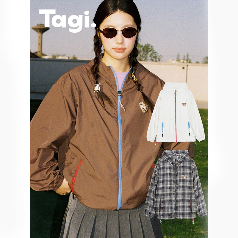 Tagi. เสื้อคลุมป้องกันแสงแดดแบบสัมผัสอากาศน้ำหนักเบา กันรังสีอัลตราไวโอเลต ลายเสือดาว ป้ายทอ แจ็คเก็ตป้องกันแสงแดดสำหรับกลางแจ้งในช่วงฤดูร้อน