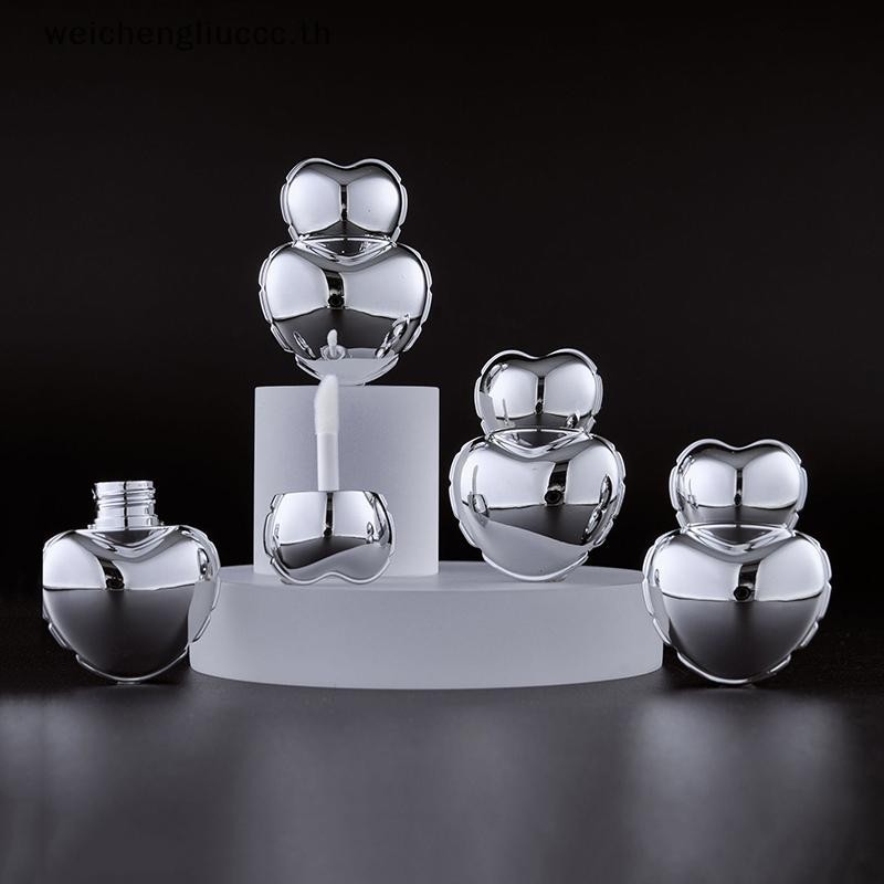 # chengliu # แบบพกพา Peach Heart 7ml ลิปกลอสหลอด Matte Silver Container ขวดเปล่า Lips Glaze คอนเทนเนอร์แต่งหน้าเครื่องมือ.