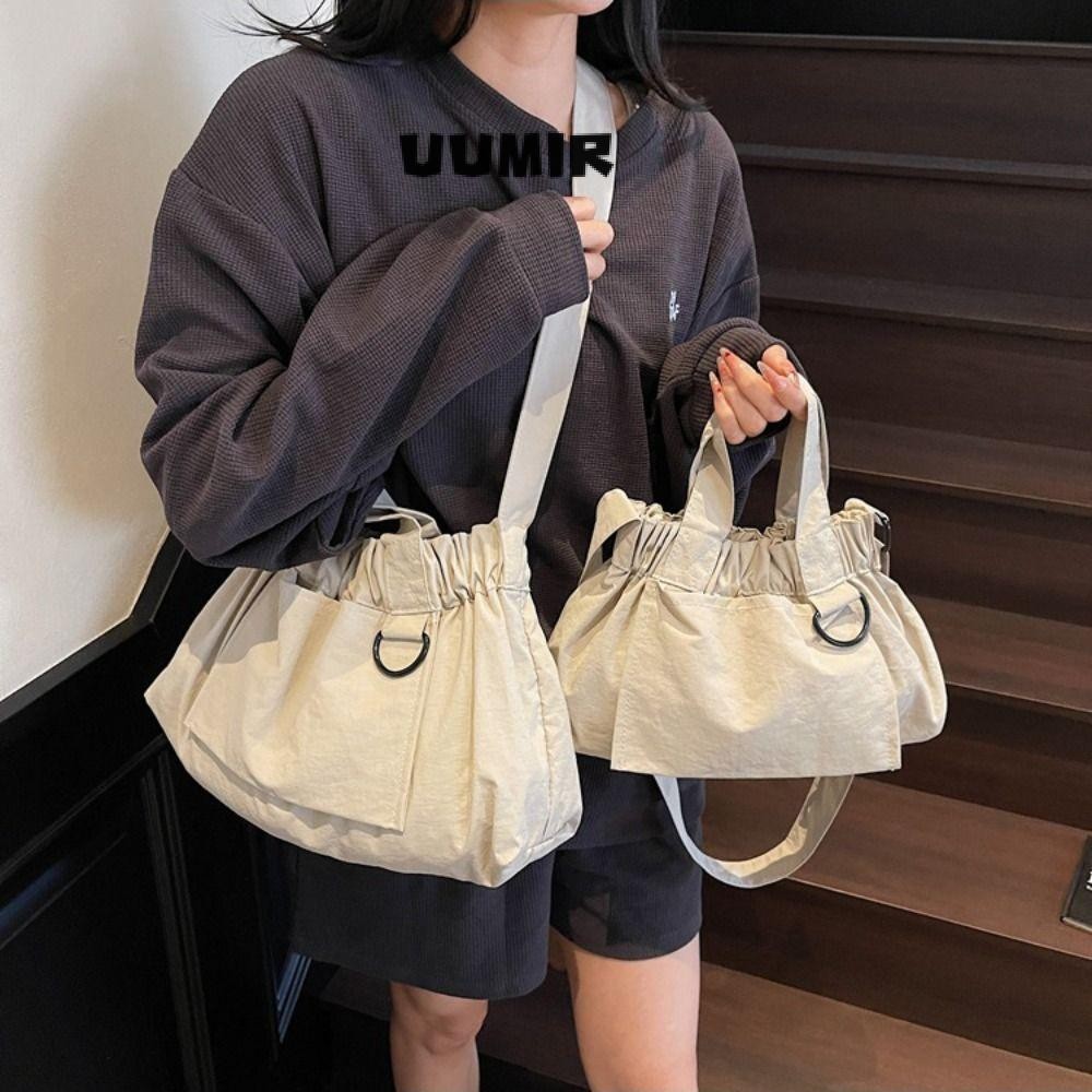 UUMIR กระเป๋าสะพายไหล่,สีทึบกระเป๋าสะพายข้างแบบพกพา,ผ้าใบกระเป๋า Messenger ความจุขนาดใหญ่ผู้หญิง