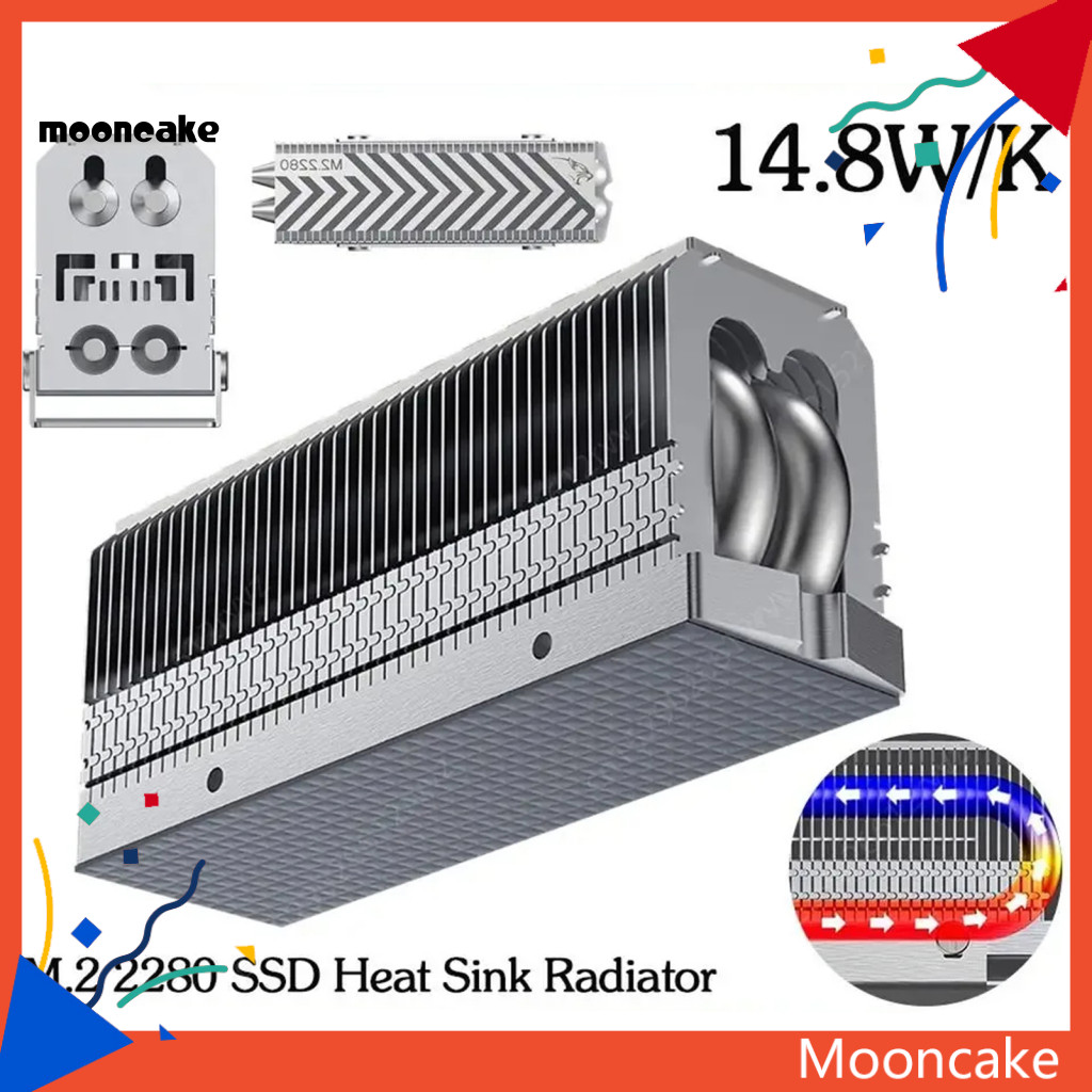 ขนมไหว้พระจันทร์| All-metal Base Heatsink ประสิทธิภาพสูง M.2 2280 Ssd Heatsink พร้อมท่อความร้อนคู่แล