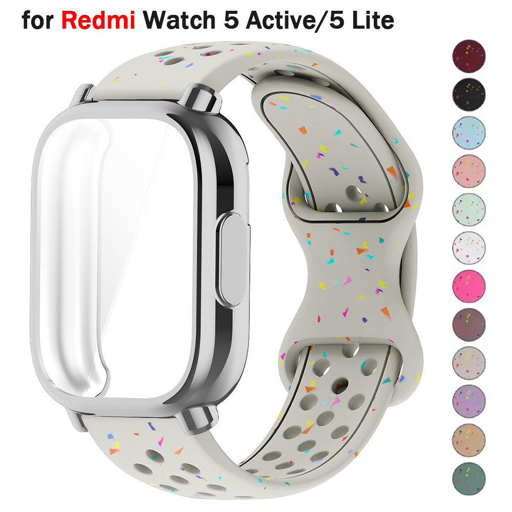 เคส + สายซิลิโคนสําหรับ Redmi Watch 5 Active Full Cover Screen TPU Soft Shell Sport Band สําหรับ Redmi Watch 5 Lite