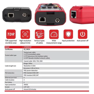 แท้ ส่งจากไทย UNI-T UT685B KIT เครื่องทดสอบติดตามสายแลนด์ LAN wire tracker ดิจิตอล เทส POE ได้ LAN wire tracker