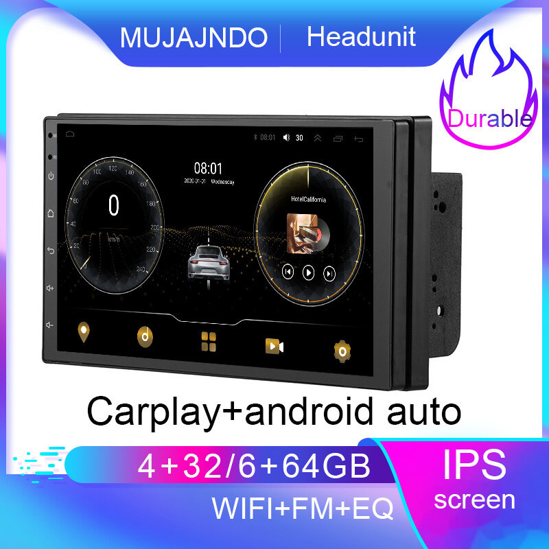 MUJAJNDO 7 นิ้ว 6+64G 4+32G android15 carplay android auto voice command 2DIN android headunit เครื่