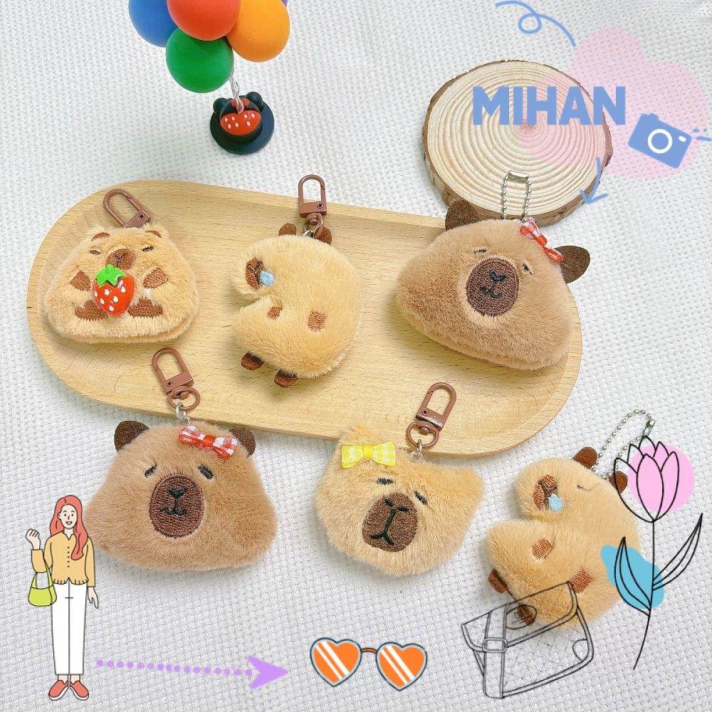 Mh Capybara พวงกุญแจตุ๊กตา,อุปกรณ์เสริมกระเป๋านักเรียนการ์ตูน Capybara จี้ตุ๊กตา,ของขวัญตุ๊กตาของเล่นพวงกุญแจรถ