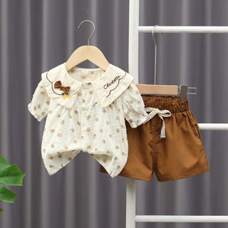 1-5ปี เด็กสาวฤดูร้อนหวานน่ารักเสื้อผ้าชุดเด็กเต็มพิมพ์ดอกไม้…