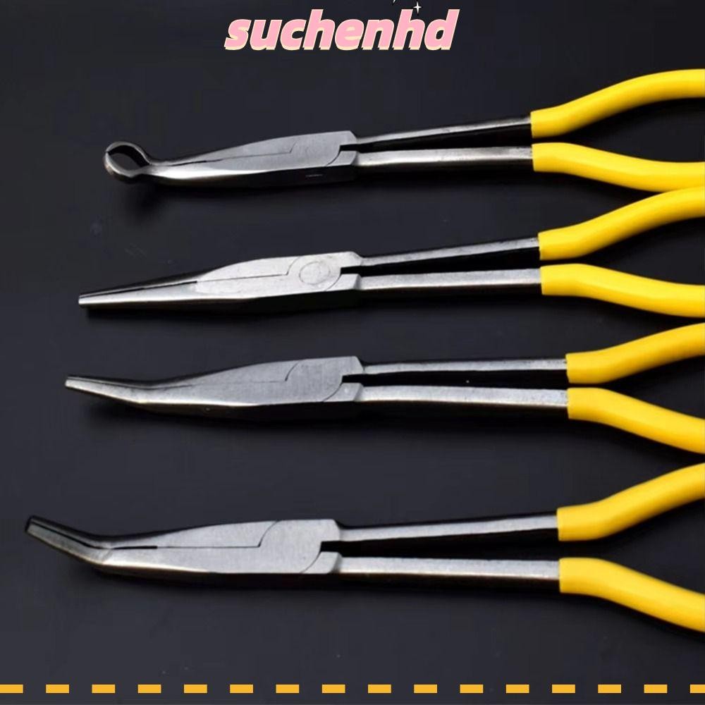 Suchenhd Spanner คลิป, ตรง Bent Tip ช่างอุปกรณ์คีมจมูกยาวพิเศษ, เครื่องมือมือทนทานอุปกรณ์เสริมในรถยนต์ DIY คีมถอดลวด