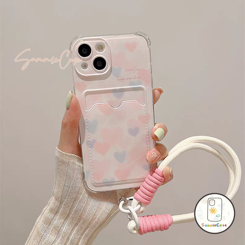 น่ารัก เคสไอโฟน11 12 13 ความรัก สำหรับ เคส IPhone 15 16 11 12 13 14 Pro Max XR X XS Max 7 8 Plus SE 2020 สายสะพาย เคส