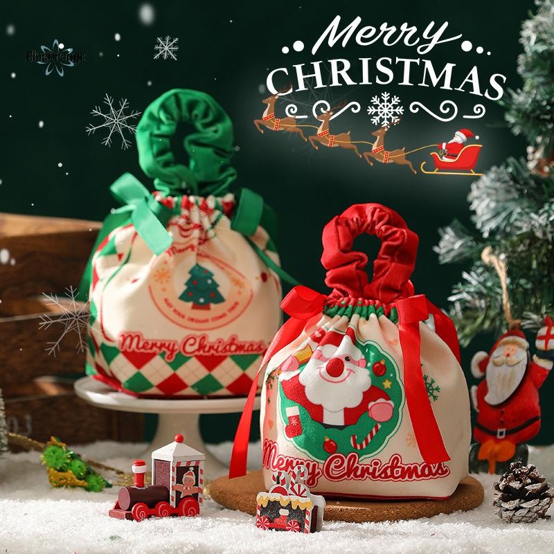 ใหม่ Creative Handheld Christmas Gift Bag Christmas Eve Gift Box Portable Candy Packaging Bag Drawstring Pouches Navidad Gift Bag hot