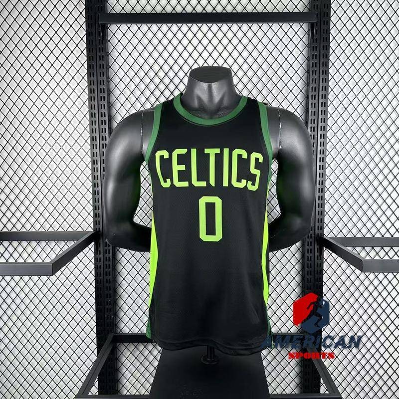 Hot Pressed Mens Jersey 2024-25 Boston Celtics Jayson Tatum Black Basketball City Jersey