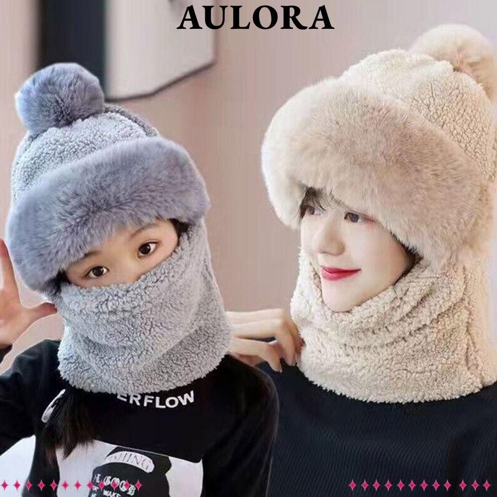 Aulora หมวกกํามะหยี่ตุ๊กตาผู้หญิงกันลมขี่จักรยานคออุ่น