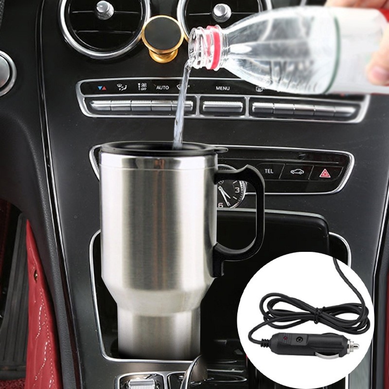 <FAIRLAND> 500ml รถทําความร้อนถ้วยสแตนเลสกาต้มน้ํา 12V Travel Coffee Heated Mug