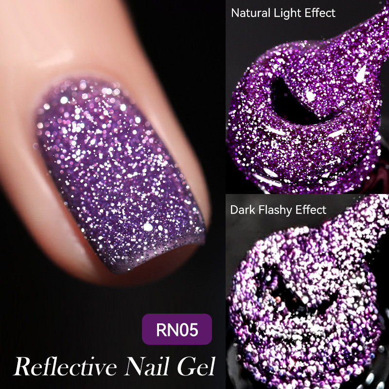 Ur SUGAR 7ml สีม่วงสะท้อนแสง Glitter เล็บเจลเลเซอร์ประกายผลกึ่งถาวร Soak Off UV LED เคลือบเงา