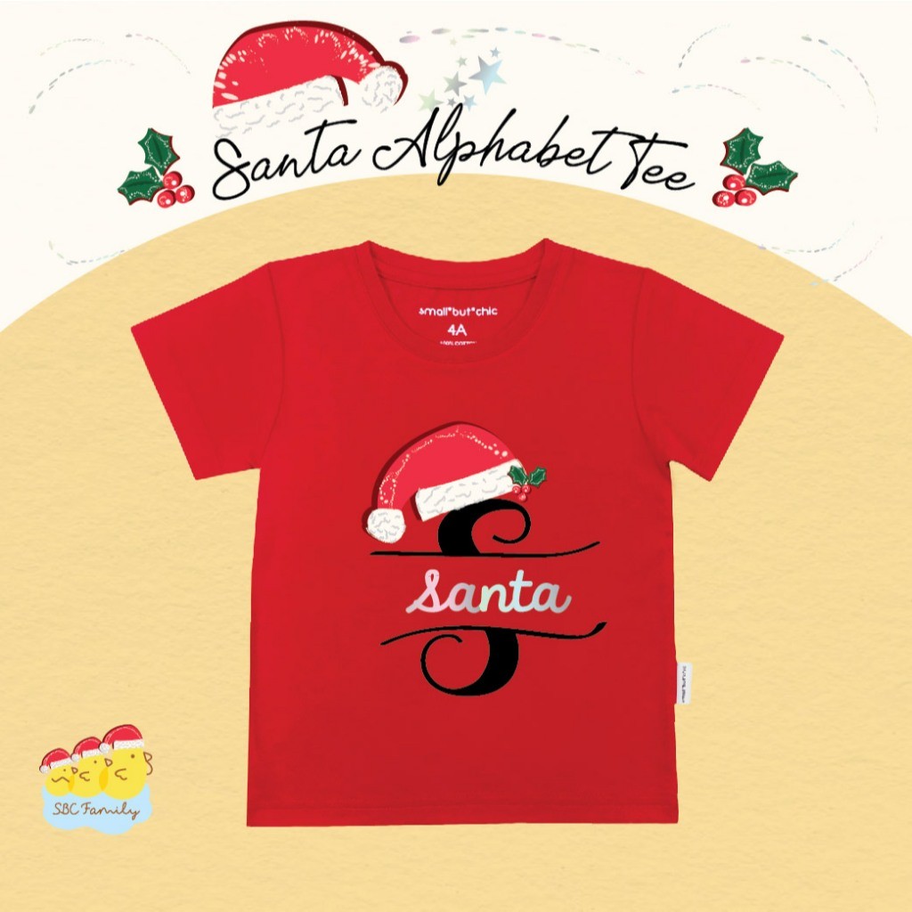 🎄เสื้อคริสมาสต์ผู้ใหญ่ Kids Christmas Alphabet T-shirt 100-150