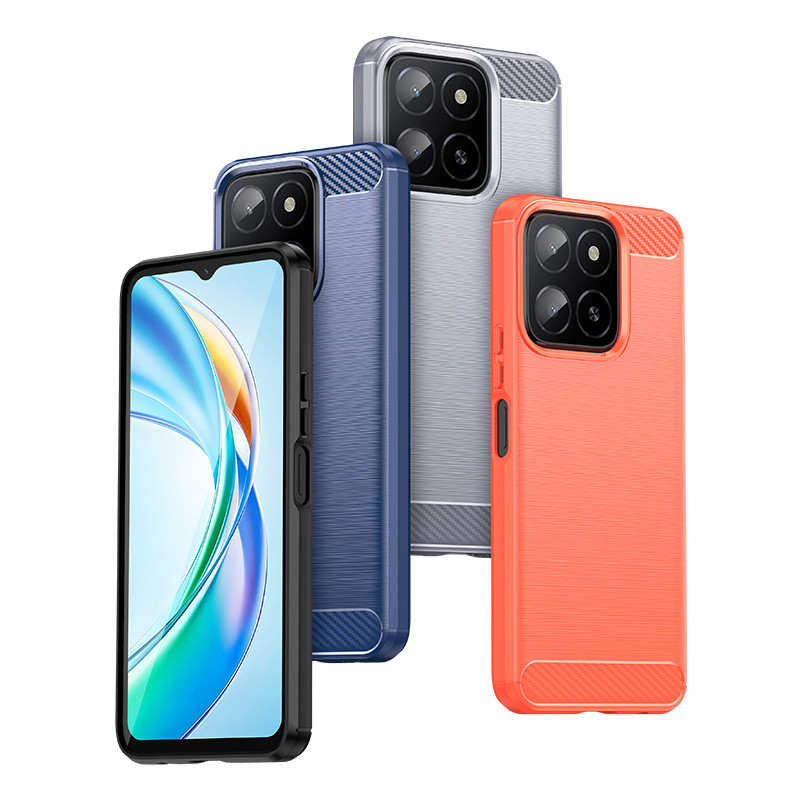 สําหรับ Honor X5b / X5b Plus เกราะกันกระแทกคาร์บอนไฟเบอร์ Hybrid Brush TPU Case Cover