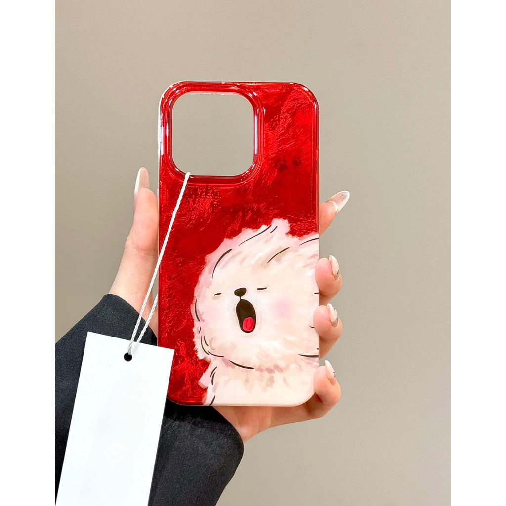 Cute puppy red phone case 11 12 Pro 13 14 plus 15 Promax 16 phone case
