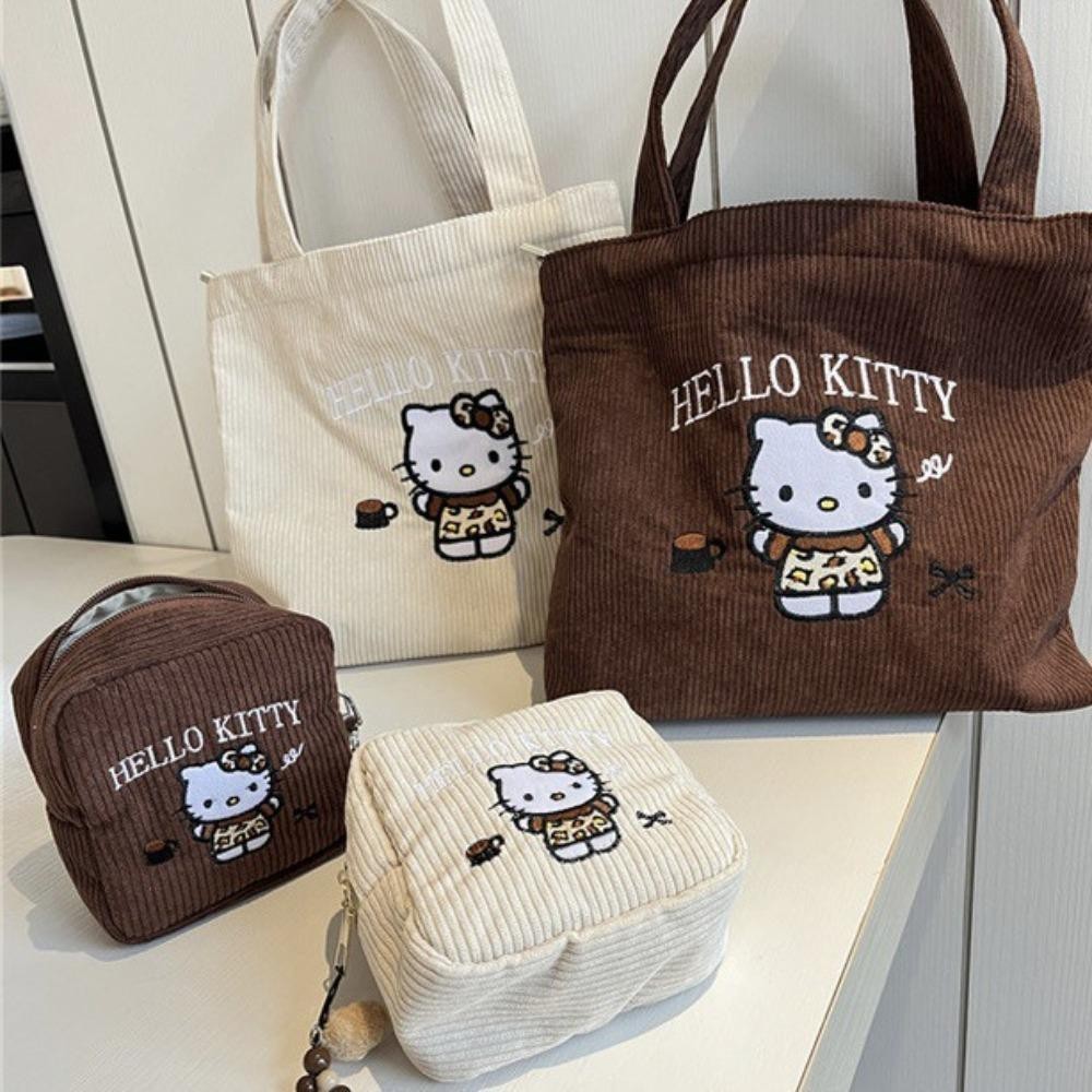 โคลินา115กระเป๋าเครื่องสําอาง,กระเป๋าถือ HelloKitty ปักลาย,ผ้าผ้าลูกฟูกย้อนยุคคุณภาพสูงแบบพกพากระเป๋าเก็บแต่งหน้า