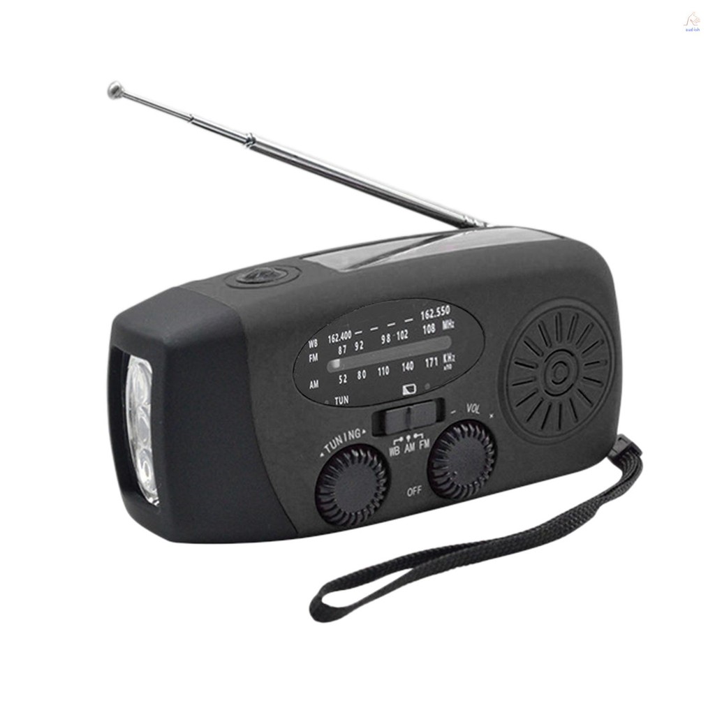วิทยุมือหมุนฉุกเฉินพร้อมไฟฉาย LED สําหรับฉุกเฉิน AM/FM NOAA วิทยุสภาพอากาศแบบพกพา Dynamo วิทยุ 2000mAh Power Bank ชาร์จโทรศัพท์ USB ชาร์จและพลังงานแสงอาทิตย์สําหรับ Camp