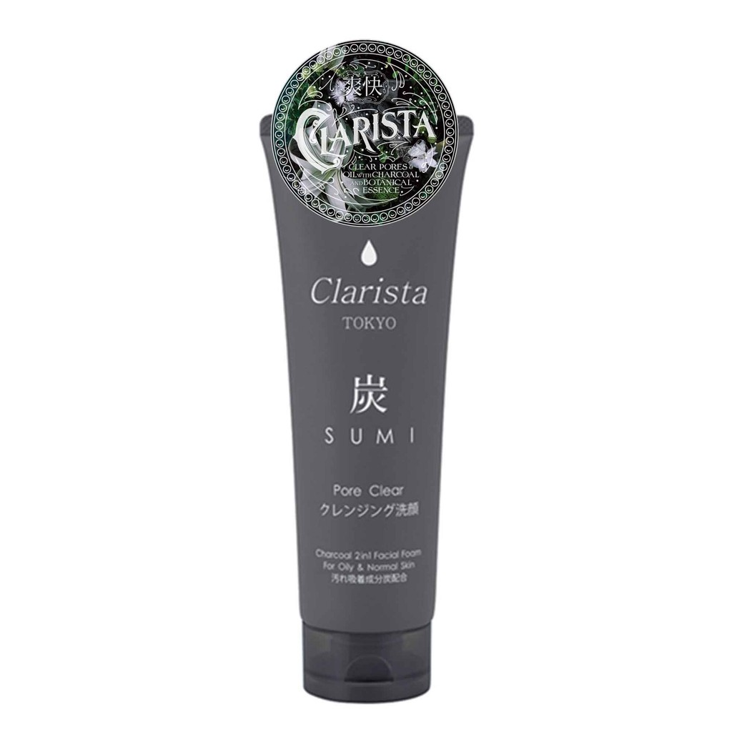 CLARISTA TOKYO CHARCOAL 2 IN 1 FACIAL FOAM 160 G / โฟมทำความสะอาดผิวหน้าและเครื่องสำอาง สูตรผสมชาร์โคล