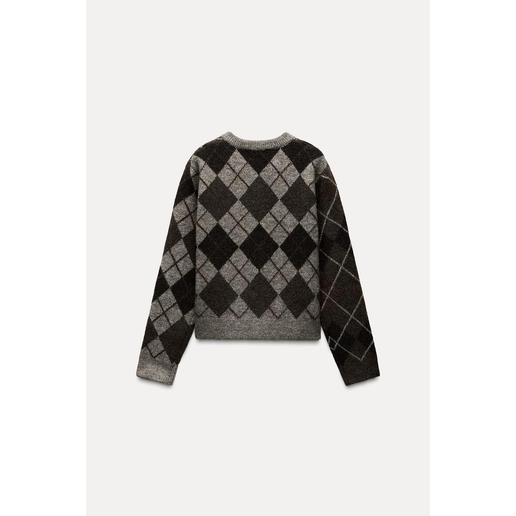 2025 เสื้อสเวตเตอร์ถักคอกลมแขนยาวลายเพชร 2756124 - รูปที่ 4