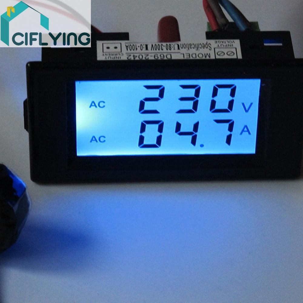 Digital AC 300V 100A LCD Dual Panel Volt Amp Combo Meter +CT 110V 220V 240V [Ciflying.th]